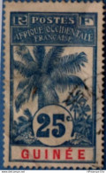 French Guinea 1906 25 C Palm Tree Cancelled 1 Stamp 2104.1034 Guinée Français - Gebraucht