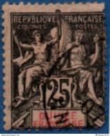 French Guinea 1892 25 C Cancelled 1 Stamp 2104.1029 Guinée Français - Oblitérés