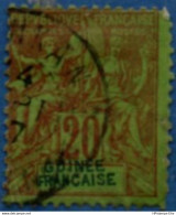 French Guinea 1892 20 C Cancelled 1 Stamp 2104.1028 Guinée Français - Oblitérés