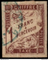 France Colonies Timbre Taxe 1 Fr Marron Dentelée 1878 Cancelled 1 Val. 2104.0511 Postage Due Chestnut Perf - Postage Due