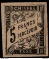 France Colonies Timbre Taxe 5 Fr Noire Non Dentelée 1878 M (gomme Part.) 1 Val. 2104.0510 Postage Due Black Imperf. - Taxe