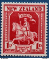 New Zealand 1934 Crusade For Health Issue Knight 1 Value MNH 2102.2613 - Ungebraucht