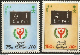 Saudi Arabia 1991 International Literacy Day 2 Values MNH SA-91-03 Alphabetisation, Reading, Figures - Autres & Non Classés