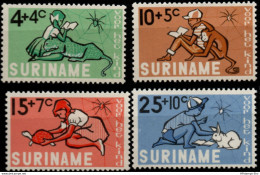 Suriname 1965 Children With Pets 4 Values MNH 2108.2324 Leopard, Monkey, Turtle, Rabbit - Autres & Non Classés