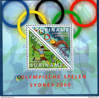 Suriname 2000 Olympic Games Sydney Block Issue MNH Football, Swimming, Athletics, Tennis - Zomer 2000: Sydney