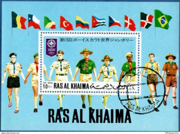 2106.2445 Ras Al-Khaima 1971 Scouting Block Cancelled Scouts - Used Stamps