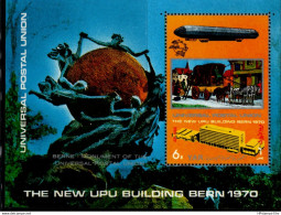 2106.2146 Yemen 1970 Inauguration New UPU Office Bern Block MNH UPU Statue, Zeppelin - UPU (Wereldpostunie)