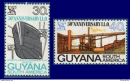 Guyana 1969, ILO Labor Organisation 2 Stamps MNH 2105.2449 OIT Aluminum Ship Independance, Processing Bauxite - IAO