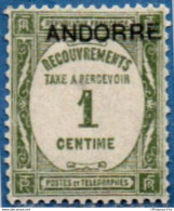 Andorra Fr 1931 French Recouvrements 1 C Andorra Overprint MH - Unused Stamps