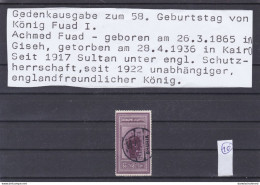 ÄGYPTEN - EGYPT - EGYPTIAN - DYNASTIE - MONARCHIE - 58. GEBURTSTAG DES KÖNIG FUAD 1926 USED - Gebraucht