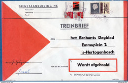 Netherlands Train Letter Boxtel To 's Hertogenbosch 1967 Franked 30 C Postage + 35 Railroad Stamp 1203.1303 Treinbrief - Cartas & Documentos