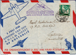 Netherlands Indies 1938, 30.6  Opening Flight KNILM To Sydney Australia 2203.0596 - Altri (Aria)