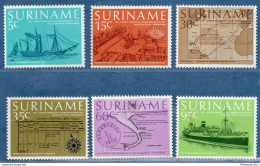 Suriname 1977 Shipconnection With Netherlands 6 Values MNH 2202.2141 Map Ships Harbor Hellevoetsluis - Andere(Zee)