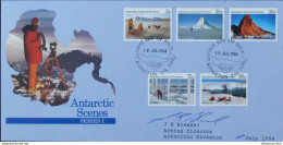 Antarctic Research - 1984 Australian Antarctic Landscapes FDC - 2111.0102 Iceberg, Dog-sledge, Mawson Airstrip - Fauna Antártica