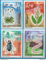Faeroër 1991 Anthropochori 4 Values MNH 91-01 Plantain, Dooryard Dock, Amara Aulica, Earthworm - Protection De L'environnement & Climat