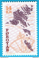 Faeroër 1998 Map 1 Values MNH 98.08 Faroe Islands, Foeroyar, - Géographie