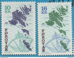 Faeroër 1996 Map 2 Values MNH 96.06 Faroe Islands, Foeroyar, - Géographie