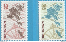 Faeroër 2000 Map 2 Values MNH 00.05 Faroe Islands, Foeroyar, - Géographie