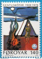 Faeroër 1978 Scouting 1 Value MNH 78-01 Faroe Islands, Foeroyar, Girl Scout, Tent, Camp Fire - Gebruikt