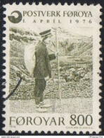 Faeroër 1976 Walking Postman 1 Value Cancelled 76-03b Faroe Islands, Foeroyar - Poste