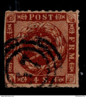 Danmark, 4  Sk 1863 Plate III Cancel 1, Frame Line Right Side Broken Next To Posthorn H-54.02-3 - Used Stamps