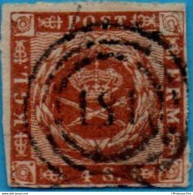 Danmark, 4  Sk 1858 Watermark II, Cancel 181 (Sjael B.p. Tog} H-58.01-2 - Gebruikt