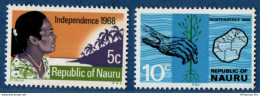 Nauru 1968 Independance Issue 2 Values MNH H-68.02 Tree Planting, Map, Girl - Nauru