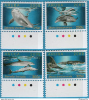 Aruba 2009-07 Dolphins 4 Values MNH Stenella Frontalis, Steno Bredanensis, Stamps With Traffic Lights Attached - Dolphins