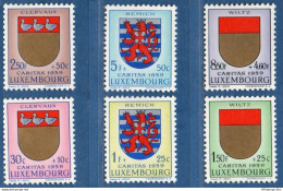 Luxemburg 1959 Heraldic Crests 6 Values MNH 59.06 Blason Cantonale Kantonalwappen Clervaux, Remich, Wiltz - Andere & Zonder Classificatie