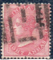 British India 1866 Victoria 8 A Carmin Cancelled 2301.0807 WM Elephant Head Tight White Paper - 1858-79 Crown Colony