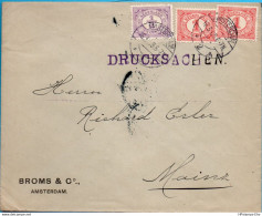 Netherlands Letter Printed Matter Amsterdam - Mainz 1905 Franking 1899 2*1 + ½ C Vürtheim Figures, 2212.2618 - Brieven En Documenten