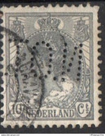 Nederland 12½ct Wilhelmina Bontkraag Perfin "N.O.T." -1, Netherlandsche Overzee Trustmaatschappij Den Haag 2212.1831 - Gebruikt