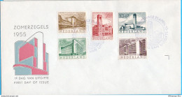 Netherlands 1955 Modern Architecture First Day Cover Not Addressed, Open Flap NL-FDC-55.02 - Monumenti