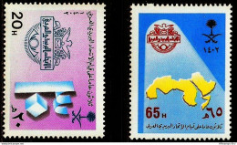 Saudi Arabia, 1982 Arab Postal Union 30 Year 2 Values MNH SA-82-09 Map, Emblem - Poste