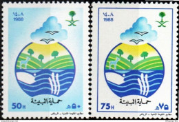 Saudi Arabia 1988 Environmental Care 2 Values MNH  SA-88-06 - Islam