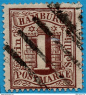 Hamburg Germany 1864 1 Schilling Black Perforated 13½ Watermarked 2305.0610 - Hamburg (Amburgo)