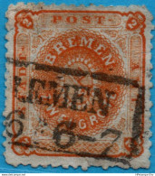 Bremen Germany 1866 Dark Yellow Orange Mi 10a Cancelled 2305.0605 - Brême