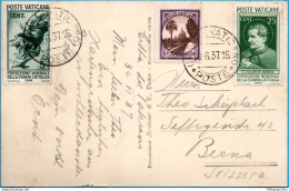 Vatican 1935 & 25 C Catholic Press Stamps On 30 June 1937 Postcard To Switzerland 2303.2504 - Storia Postale