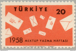 Turkey 1958 International Letter Writing Week 1 Value MNH 58-04 - Other & Unclassified