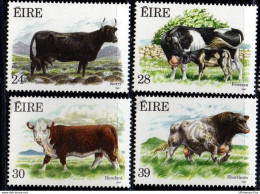 Eire 1987 Irish Cattle 4 Values MNH 2209.2668 Kerry-Cow, Freisian, Hereford, Shoiorthorn Cow & Bull - Mucche