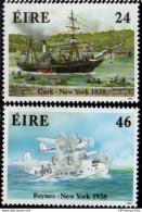 Eire 1988 First Trans Atlantic Shippings 1838 & 1938 2 Values MNH 2209.2636 Paddle Steamer Sinus, Short S.20 Flying Boat - Sonstige (Luft)