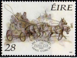 Eire 1989 Dublin - Cork Mail Coach 200 Year, 1 Value MNH 2209.2621 Horse - Andere (Aarde)