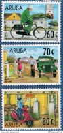 Aruba 1997 The Mailman's Transport 3 Values 2208.1917 On Bike, By Jeep, By Scooter - Poste