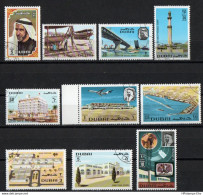 Dubai 1970 Building & Technics 10 Values Cancelled 2108.1801 Bridge, Ship Building, Airport, Hospital, Harbor, Mosque - Dubai