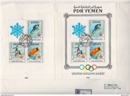 Postal History Cover: Yemen PDR Registered Cover With Winter Olympic Games Sheetlets, Very Rare - Invierno 1984: Sarajevo