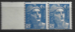 FRANCE N° 718A 4F50 BLEU  TYPE MARIANNE DE GANDON SANS 50 SUR 4F50 TENANT A NORMAL NEUF SANS CHARNIERE - Unused Stamps