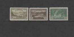 Canada 1946 - 10c, 14 & 50c Peace Re-conversion Punctured O.H.M.S SGO154,155 & 157 MNH/VLHM Cat £62 For MNH - Unused Stamps