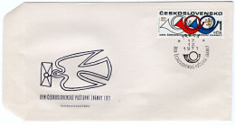 FDC - Postage Stamp Day - Post Trumpet - Dove - Occasional Postmark Prague 1971 - Poste