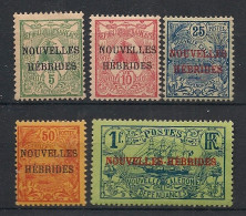 NOUVELLES-HEBRIDES - 1908 - N°YT. 1 à 5 - Série Complète - Neuf * / MH VF - Nuovi