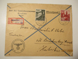 POLAND KRAKAU GENERALGOUVERNEMENT DIENSTPOST REGISTERED COVER 1941 KRAKOW TO BRÜCKENBERG , 3-14 - General Government